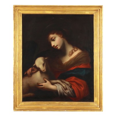 Gemälde mit der Darstellung der Heiligen Agnes Ölgemälde auf Leinwand
