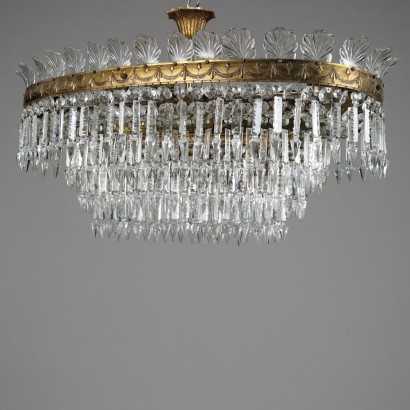 Empire Style Chandelier Crystal Italy XX Century Richly Decorated