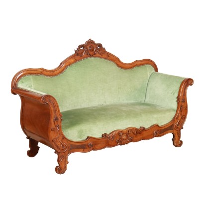 Ancient French Bed Louis Philippe Style Walnut XIX Century