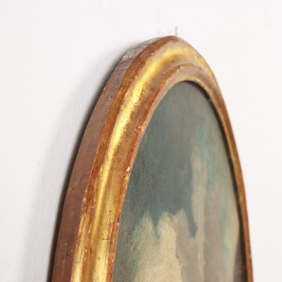 Dipinto ovale con Scena marittima