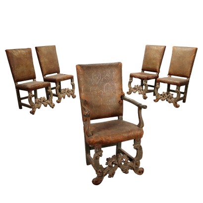 Group of Baroque Seats Walnut Italy XVIII Century