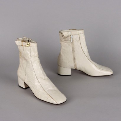 Magli Stiefelette aus Weißem Leder Gr. 38 der 1970er Jahre