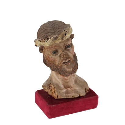 Ancient Wooden Bust Italy XVII Century