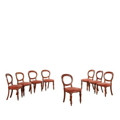 Group of 8 Chairs in Mahogany Padded Seats England XX Century