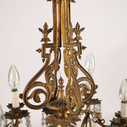 gilt bronze chandelier, Neo-Gothic gilt bronze chandelier
