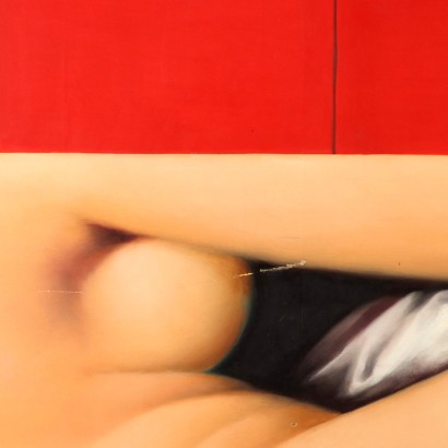 Contemporary Painting by A. Carminati 1970s Nude with Barrier