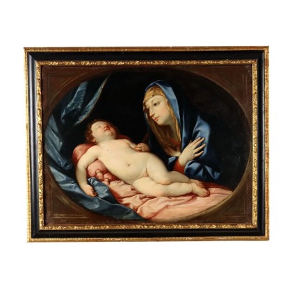 Vièrge Marie en Adoration de l'Enfant Endormi Huile sur Toile