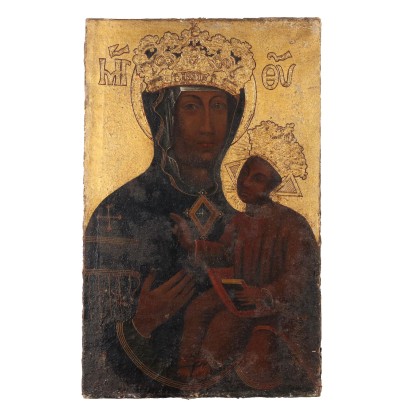 Vièrge Marie avec Enfant Huile sur Toile XIXe Siècle