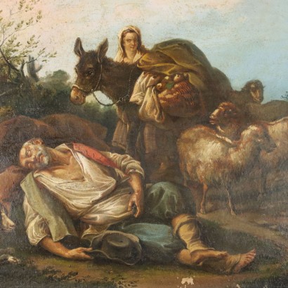 Grupo de cuatro Cuadros con Escenas Pa,Grupo de cuatro escenas pastorales