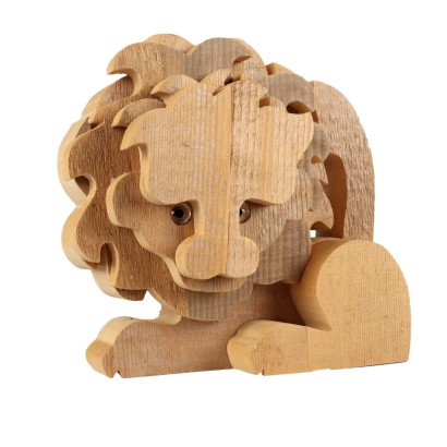 Ancient Sculpture of a Lion Boutique of M. Orvieto Italy '900 Wood