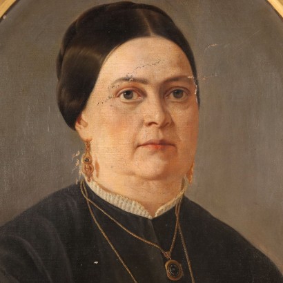 Antikes Gemälde Ende des XIX Jhs Weibliches Porträt Kunst
