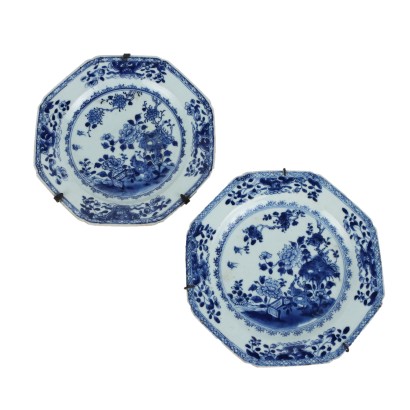 Ancient Plates Last Quarter of the XIX Century Blue Porcelain