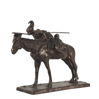 Antike Skulptur Soldat aus dem Pferd P. Troubetzkoy '900 Bronze