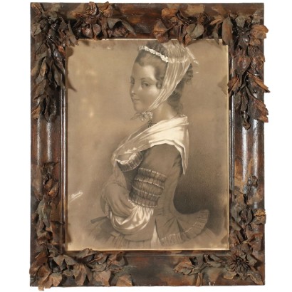 Portrait d'une Jeune Femme Dessin - Italie XIX Siècle