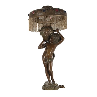 Ancient Art Nouveau Lamp Sculpture Auguste Moreau '800-'900 Metal