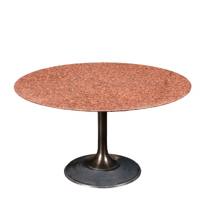 Vintage Table G. Moscatelli Formanova 1970s Metal Red Granite