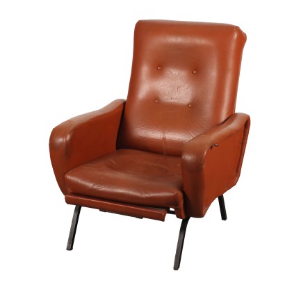 Vintage Sessel der 70er Jahre Schaum Polsterung Kunstleder Metall