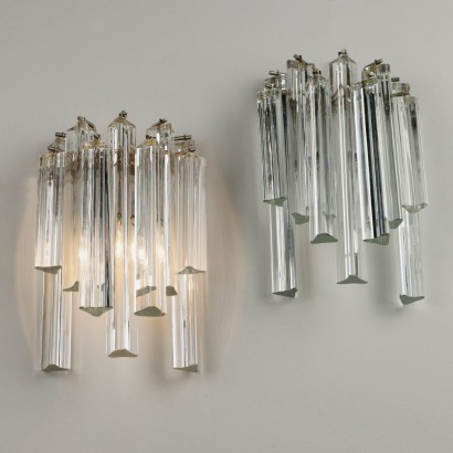 Vintage Wandlampe der 60er Jahre Verchromtes Metall Glas Beleuchtung