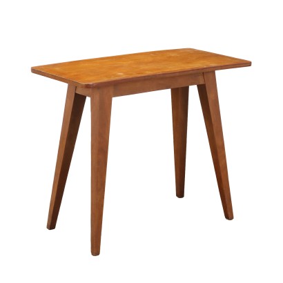 Vintage Small Table from the 1950s Walnut Veneered Wood Painted Beech