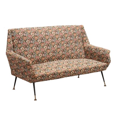 Vintage Sofa der 50er-60er Jahre Metall Messing Stoff Schaumpolsterung