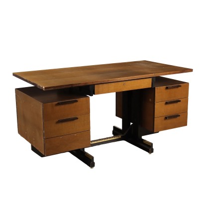 Vintage Writing Desk from the 1970s Beech Veneered Wood Furnishing