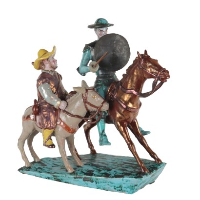 Ancient Sculpture Don Quixote and Sancho Panza '900 Terracotta