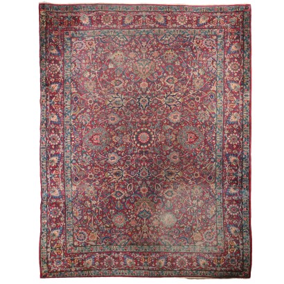 Ancient Carpet Kerman Laver Iran Cotton Wool Extra-Thin Knot