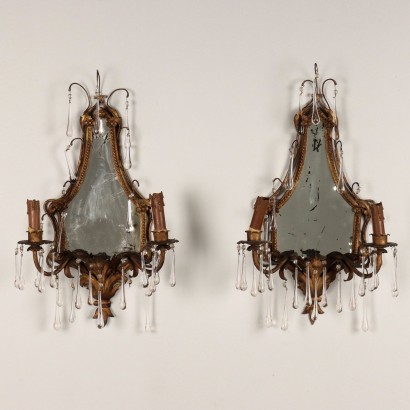 Paar Kleine Spiegel im Stil Anfang des XX Jhs aus Metall
