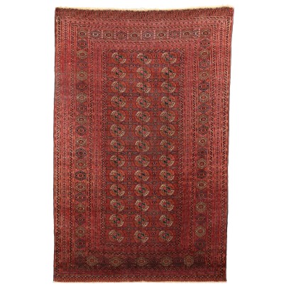 Antiker Bukhara Teppich Turkmenistan Wolle Feiner Knoten Handgemacht