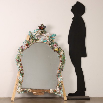 Polychrome porcelain mirror