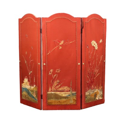 Parevent Ancien Style Chinoiserie '900 Soie Décoration Paysages