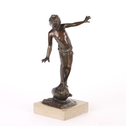 Sculpture Ancienne L'Equilibre Gabriele Parente '800 Bronze