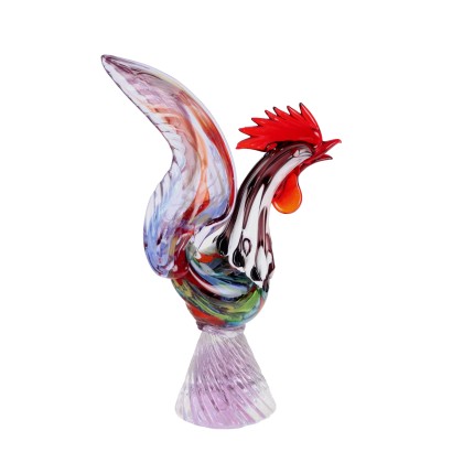 Vintage Skulptur eines Hahns der 60er-70er Jahre aus Muranoglas