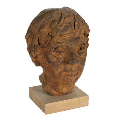 Contemporary Sculpture A. Guazzardella Female Face 1995 Terracotta