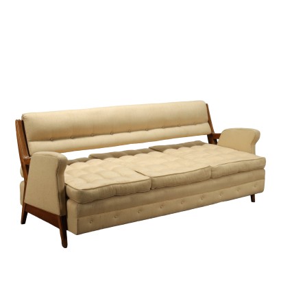 Vintage Sofa mit 3 Sitze der 50er-60er Jahre Beige Stoffbezug