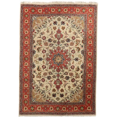 Antiker Teppich Tabriz 60 Iran Baumwolle Wolle Seide Feiner Knoten