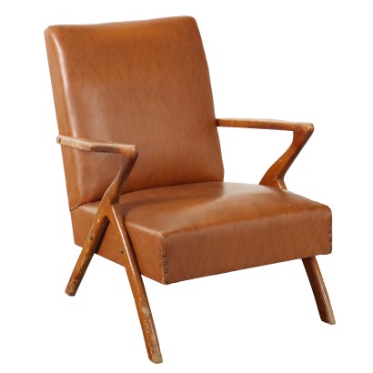 Vintage Sessel der 50er Jahre Buchenholz Stoffbezug