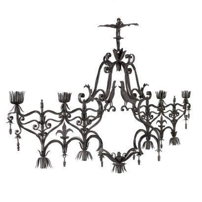Chandelier Wrought Iron Italy Early XX Century