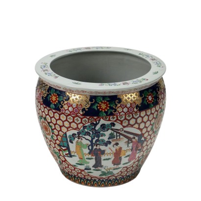Cachepot Ancien Deuxième Moitié du '900 Porcelaine Colorée