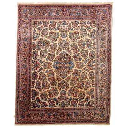 Antiker Saruk Teppich Iran Baumwolle Wolle Großer Knoten Handgefertigt