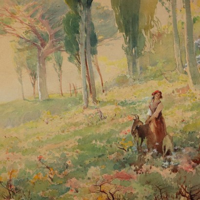 Painting with Landscape Rivarolo's Pinewood XX Century