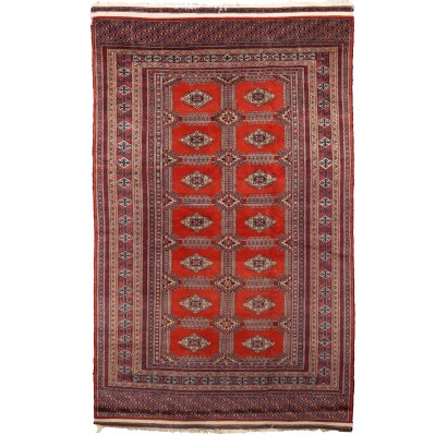 Antiker Bukhara Teppich Pakistan Baumwolle Wolle Feiner Knoten