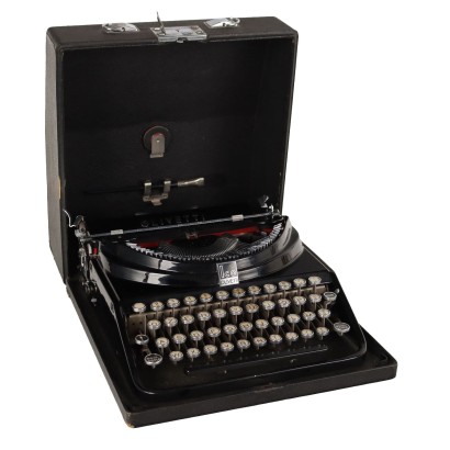 Vintage Schreibmaschine Ico Olivetti der 30er-40er Jahre mit Kiste