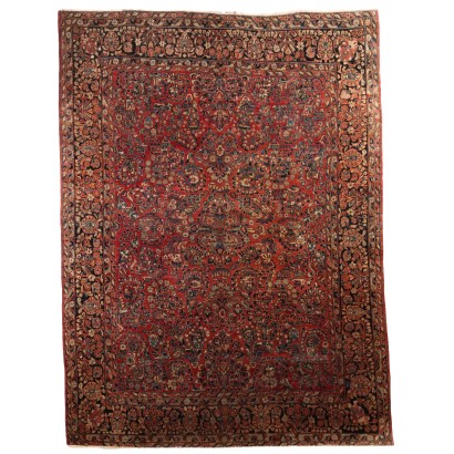 Vintage American Saruk Carpet Cotton Wool Heavy Knot Handmade