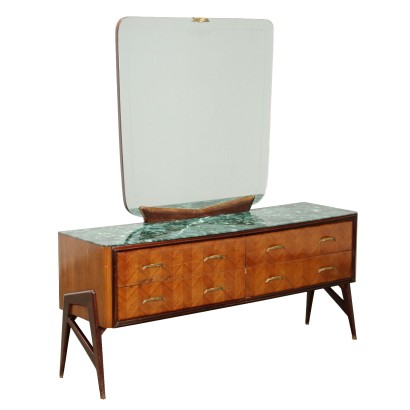 Vintage Chest of Drawers with Mirror Painted Beech Italy 1950s