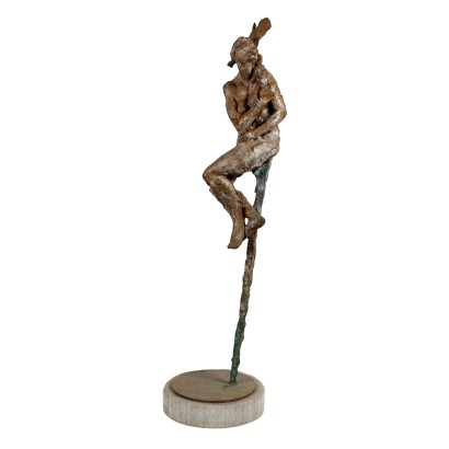 Zeitgenössische Skulptur Guido Lodigiani 1993 Weibliche Figur Bronze