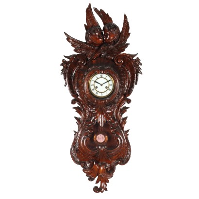 Ancient Pendulum Clock '800-'900 Carved Wood Decorations