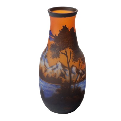 Vase Style Gallé Vintage '900 Verre Coloré Decoré Objéts