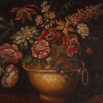 Paar Stillleben-Gemälde mit Blumen, Paar Stillleben-Gemälde mit Blumen