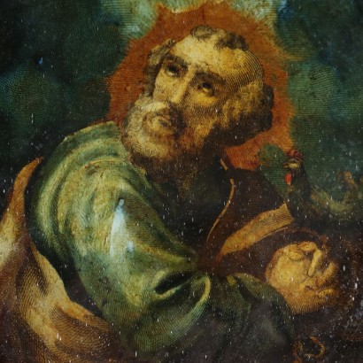 Dipinto sottovetro con San Pietro Apostolo
